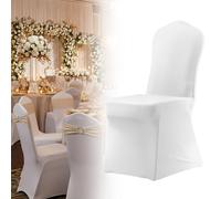 Yardin Lot de 100 housses de chaise universelles extensibles blanches élastiques amovibles et lavables pour décoration de banquet et de mariage