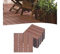 YARDIN Lot de 11 dalles de terrasse en bois composite avec système à clic - 1 m² - Pour jardin et balcon - Avec drainage (30 x 30 cm, 1 pièce, marron)