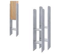 YARDIN Lot de 4 supports de poteau en H galvanisés à chaud de 81 mm - Ancre en H - Longueur : 600 mm - Épaisseur du matériau : 6 mm - Pour poteaux, clôtures, abris de voiture, maisons sur pilotis