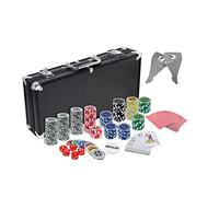 YARDIN Mallette de poker 500 jetons avec 5 dés, 3 boutons de dealer, 2 decks de poker, 2 clés, 1 mallette de poker en aluminium, pour poker Texas Hold'em, fête, jeu (noir)