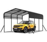 YARDIN Outdoor-Auto-tent-Garage | 10 x 15FT | Métal-Carport Noir |Robuste Extérieur-Garage-Auto-Abri| Ombre avec toit métallique galvanisé pour voitures et bateaux tente de bivouac