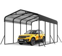 YARDIN Outdoor-Auto-tent-Garage | 12 x 20FT | Métal-Carport Noir |Robuste Extérieur-Garage-Auto-Abri| Ombre avec toit métallique galvanisé pour voitures et bateaux tente de bivouac