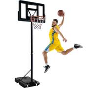 YARDIN Panier de basket Outdoor 230-305cm Réglable en hauteur Pied de basket Paniers de basket avec support & roulettes Pompe à basket