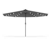 YARDIN Parasol de balcon avec LED solaires Ø 350 cm - En aluminium - Avec manivelle - Protection UV UPF 40 - Pliable - Gris foncé - Angle non réglable