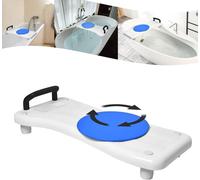YARDIN Planche de bain Siège de baignoire pour personnes âgées avec plateau tournant à 360º et poignée noire, Siège de baignoire réglable en matériau PP Planche de siège pour baignoire avec porte-savo