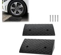 YARDIN Rampes de trottoir, lot de 2 Rampe de trottoir en fibres de caoutchouc Rampe de seuil avec palier pour voiture, moto, fauteuil roulant, déambulateur (47×31×10,5cm) Noir