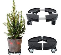 YARDIN Rouleau pour plantes extérieur Ø39-52cm Rond réglable Rouleau pour plantes extérieur intérieur avec 360 ° roues pivotantes, PP plaque plastique antidérapante, capacité de charge 300kg (Noir)
