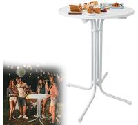 YARDIN Table haute pliante Table haute de bistrot Ø 80cm ronde Indoor Outdoor Table de jardin Table de fête pour événements, bars, clubs ou restaurants(Blanc)
