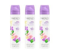 Yardley London April Violets Body Spray, Floral Mist, 3x 75ml | Floral Body Mist with Delicate Notes of Violet and Citrus, Light Refreshing Fragrance, Vegan and Cruelty Free, UK Made