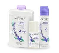 Yardley London English Lavender Set avec Body Spray 75ml, Poudre Corporelle Parfumée 200g et Stick de Cologne Solide 20ml pour Femme, avec des Notes de Bergamote et de Sauge
