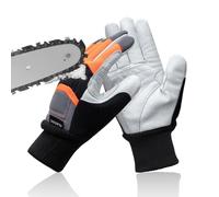 YARDMARIS Gants de tronçonneuse classe 1 - Protection contre les coupures de 20 m/s - 12 couches de protection uniquement sur le dos de la main gauche - En cuir de chèvre et PVC - Gants de protection