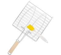 Yardwe 1 Ensemble Accessoires de Barbecue Portable Panier à Griller Inoxydable avec Brosse à Huile Pratique pour Barbecue Plein et Pique Couleur Aléatoire