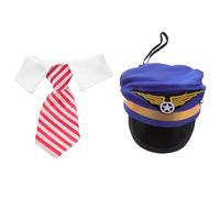 Yardwe 1 Ensemble Chapeau de Capitaine de Pilote pour Animaux de Compagnie avec Cravate - Accessoires de Costume de Pilote pour Chien et Chat pour Cosplay, Accessoires Photo, déguisements, fête