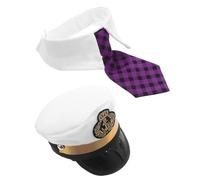Yardwe 1 Ensemble Chapeau de Capitaine pour Chien : Chapeau de Capitaine brodé, Costume pour Chien et Chat, Ensemble de Cravates réglables pour Animaux de Compagnie pour Les Vacances, Accessoires de