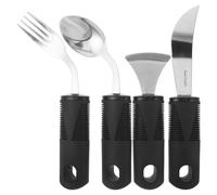 Yardwe 1 ensemble de cuillères pour repas assistés pour personnes âgées - Ustensiles adaptés à manche en caoutchouc - Vaisselle de réadaptation en acier inoxydable - Couverts anti-tremblements