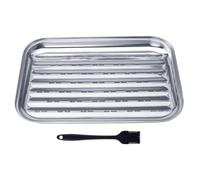 Yardwe 1 Ensemble Plateau de BBQ Acier Inoxydable de Plateau pour Grillades Plein Design Multifonctionnel Pratique