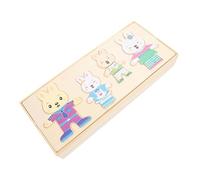 Yardwe 1 Ensemble Puzzle Éducatif Bois à Encastrement Animaux avec Changement de Vêtements Lapin pour Garçon Fille Améliore la Coordination Créativité