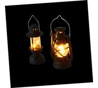 Yardwe 1 Jeu Lampe À Pétrole Rétro Décor Poupée Petit Lampes À Pétrole pour Usage Intérieur Ancien Figurine Miniature De Lampe À Pétrole Matériel De Bricolage PP Noir 2 Pièces