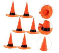 Yardwe 10 Pièces Mini Witch Hats Set Halloween Felt Small Gnome Witch Hat For Party Decoration DIY Accessories Orange