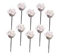 Yardwe 10 Pièces Miniatures Roses Blanches Décoratif pour Maison Ornements de Scène Miniature Fleurs Décoration Chic et Colorée