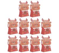 Yardwe 10 Pièces Paquet Présents D'anniversaire Paquet de Fête de Noël en Papier avec Poignée et Fenêtre, Design Ours, pour Garçon et Filles, Fêtes et Célébrations de Noël