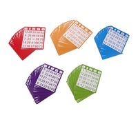 Yardwe 100 Cartes de Bingo en Papier 5 Couleurs pour Fêtes Jeux Scolaires et Goûters - Set de 100 Pièces Résistantes Accessoires Ludiques pour Animation Sociale et Kermesse