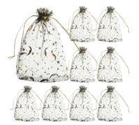 Yardwe 100 pièces Sacs Organza avec Cordon Étoiles et Lune Pochettes Cadeau Transparentes Sacs Mesh Bijoux Petit Format pour Fêtes Mariage Noël