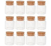 Yardwe 12pièces Petites Bouteilles Verre avec Bouchons Liège Bouteilles Transparentes pour Décoration Rangement Cadeaux et Loisirs Créatifs