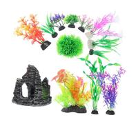 Yardwe 13pièces Décoration Aquarium avec Plantes Et Rochers Artificiels Kit pour Créer Scène Adapté Petits Et Grands Aquariums