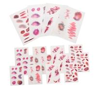 Yardwe 16feuilles Autocollants Tatouage Cicatrices Maquillage Réaliste Halloween Déguisements Cosplay Faux Blessures Temporaires Visage Cou Écchymoses Articles Farce