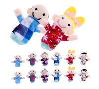 Yardwe 18 Pcs Finger Family Puppets Set for Soft Plush Storytelling Hand Puppets for Early Education Role Play Kindergarten and Imaginative Play