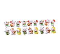 Yardwe 18 Pcs Ornement De Chat Porte- Décor Extérieur Ornement De Voiture Décorations d' Mini Sculpture Maneki Neko Mignon Chat Porte- Miniatures De Chat De Jardin De