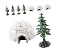 Yardwe 1Ensemble Mini Figurines Arctiques Modèles Réalistes Igloo et Sapins de Noël Kit Décoratif pour Artisanat et Éducation de Miniatures
