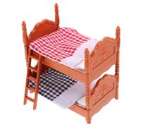 Yardwe 1Pièce Lits Superposés Miniatures Réalistes avec Oreillers et Courtepointes pour Maison de Poupée Accessoires de Meubles de Simulation pour Chambre