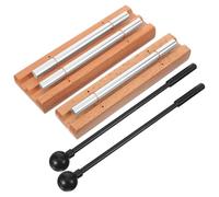 Yardwe 2 ensembles Instruments de Percussion Bois et Métal avec Baguette Carillons à Main pour Yoga Prière et Relaxation pour Adultes