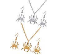 Yardwe 2 Ensembles Parure de Bijoux Halloween Boucles D'oreilles Araignée Légères en Alliage et Collier Classique pour Femmes, pour Soirée et Photo Shoot
