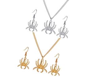 Yardwe 2 Ensembles Parure de Bijoux Halloween Boucles D'oreilles Araignée Légères en Alliage et Collier Classique pour Femmes, pour Soirée et Photo Shoot