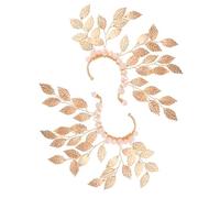 Yardwe 2 Pièces Boucles D'oreilles Manchette Elfe Feuille en Alliage Doré Cristaux, Confort Léger sans Perçage, pour Tenues Quotidiennes et Occasions de Mariage