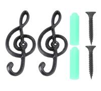 Yardwe 2 Pièces Crochet Mural Note Musicale Vintage en Fer Noir | Décor Rétro, Surface Lisse Finement Polie, pour Serviettes, Paquet à Dos, Entrée et Vestiaire
