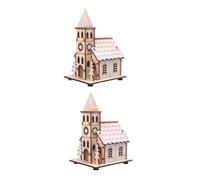 Yardwe 2 Pièces de Petite Maison en Bois Style Noël Beige | Ambiance Chaleureuse, Détails Soignés, pour Table, Vitrine et Rebord de Fenêtre, Usage Saisonnier