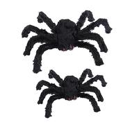 Yardwe 2 pièces Décoration Halloween Araignée Noire Artificielle Peluche Réaliste et Effrayante pour Fête et Farces