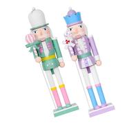 Yardwe 2 Pièces Figurine de Casse-Noisettes en Bois Pastel pour Noël, Décoration Festive Originale Soldat Casse-Noisette, Pièce Décorative Vivante pour Fêtes et Centres de Table