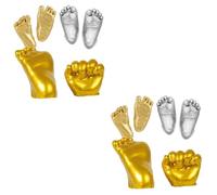 Yardwe 2 Pièces Kit de Moulage Main et Pied Plâtre Poudre Modèle Diy Souvenir avec Poudre Dorée et Pinceau Capture Détails Minutieux