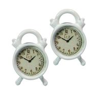 Yardwe 2 Pièces Miniature Horloge Alarm Accessoires Créatifs pour Maison de Poupée Décoration de Scène Miniature Horloge Alliage Blanc Pratique