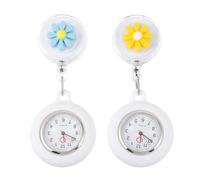 Yardwe 2 pièces Montres Infirmière Silicone Montre de Poche Portable à Clip Design Mignon Petite Fleur et Pratique pour Soignants et Étudiants