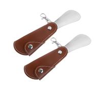 Yardwe 2 pièces Pied-à-chaussure Pliable Acier Inoxydable avec Porte-clés Lève-chaussures Portable pour Seniors Femmes Enceintes et Hommes Outil Pratique pour Baskets Lot de Marron Foncé