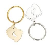 Yardwe 2 pièces Porte-clés Double Footprint Acier Inoxydable Décor Suspendu Résistant et Pratique Cadeau Naissance Mixte pour Futurs Parents