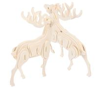 Yardwe 2 Pièces Puzzle Animaux Bois Kit de Puzzles DIY pour Éducatif de Construction Bois Type Cerf