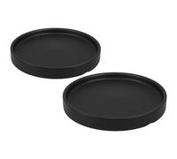 Yardwe 2 Pièces Soucoupe pour Pots de Fleurs en Céramique Noire, Plateau | Collecte L’excès D’eau Terre Renversée, Aide à Garder Bureau ou Rebord Propre, Finition Résistante à Décoloration