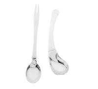 Yardwe 2 pièces Ustensiles Adaptatifs pour Personnes Âgées Lot Cuillère et Fourchette Coudées Ergonomiques pour Handicapés et Alimentation Facile à Domicile ou Voyage